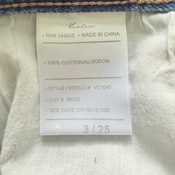 Kancan Slim Straight Jeans Medium Wash Distressed Frayed Hem 90s Denim Vibe 3/25 - Picture 9 of 9